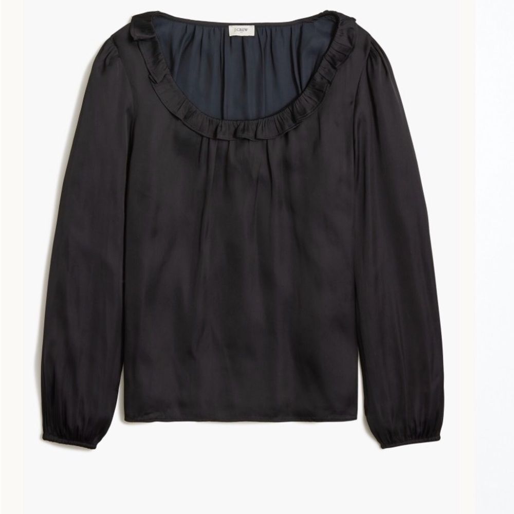 J. Crew Black Ruffled Blouse
